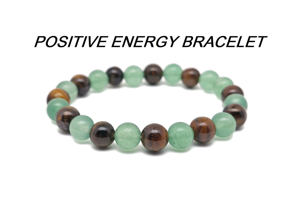 Handmade gemstone intention bracelet with colorful crystals on a stretchy band, designed for men and women by GemstoneGO.