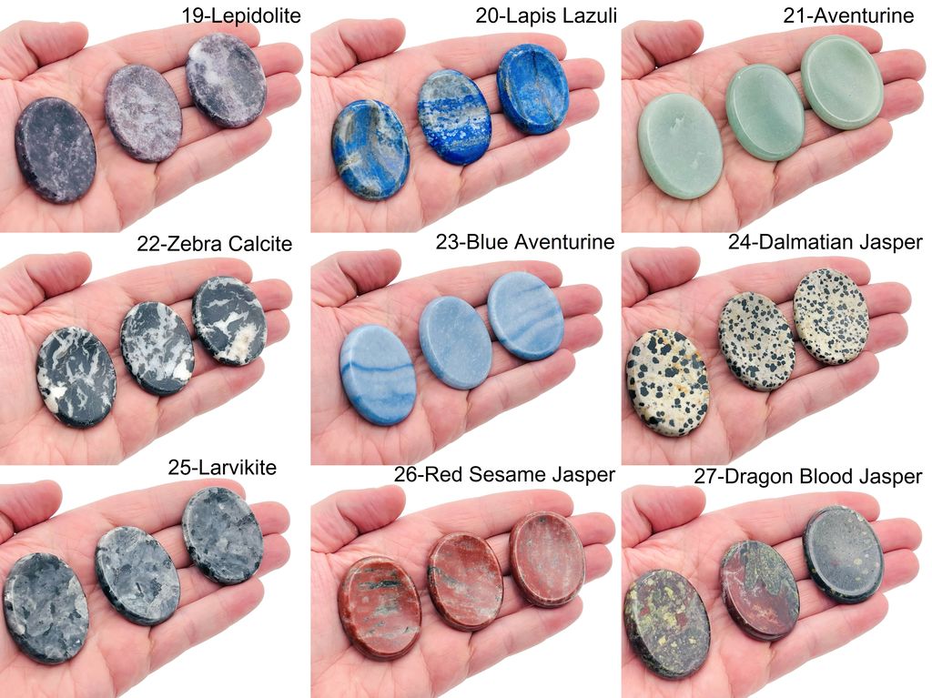 Smooth crystal worry stone from GemstoneGO, measuring 45x35mm, in mixed colors, designed for stress relief and soothing grip.