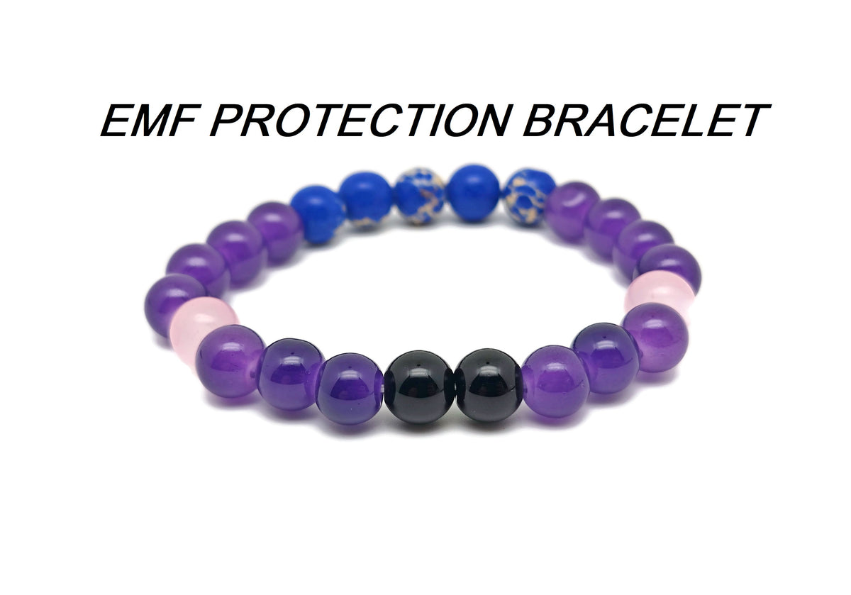 Handmade gemstone intention bracelet with colorful crystals on a stretchy band, suitable for men and women by GemstoneGO.