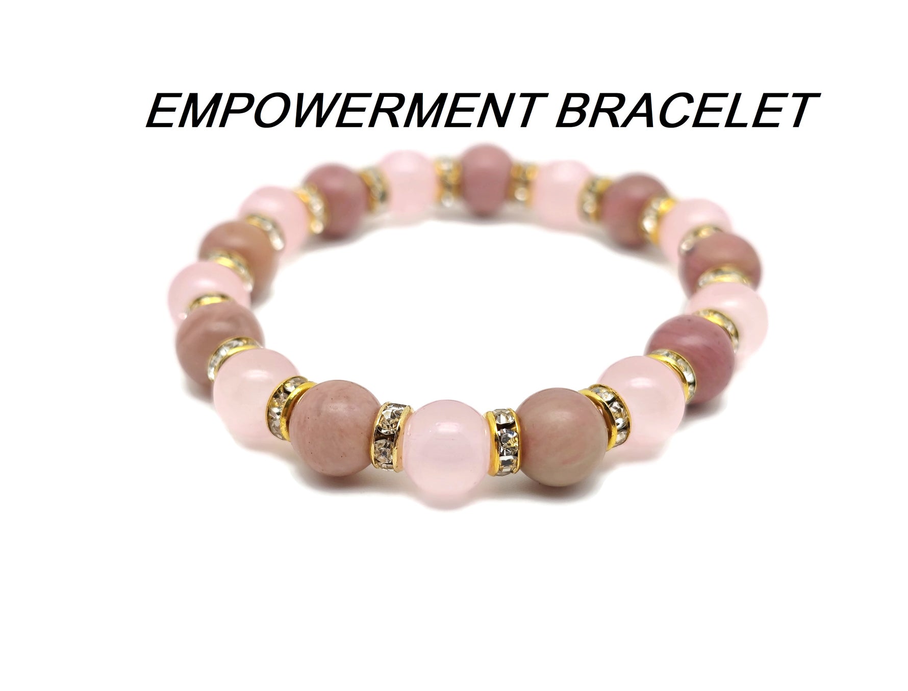 Handmade stretchy intention bracelet with colorful crystals for men and women by GemstoneGO, featuring a mixed gemstone design.