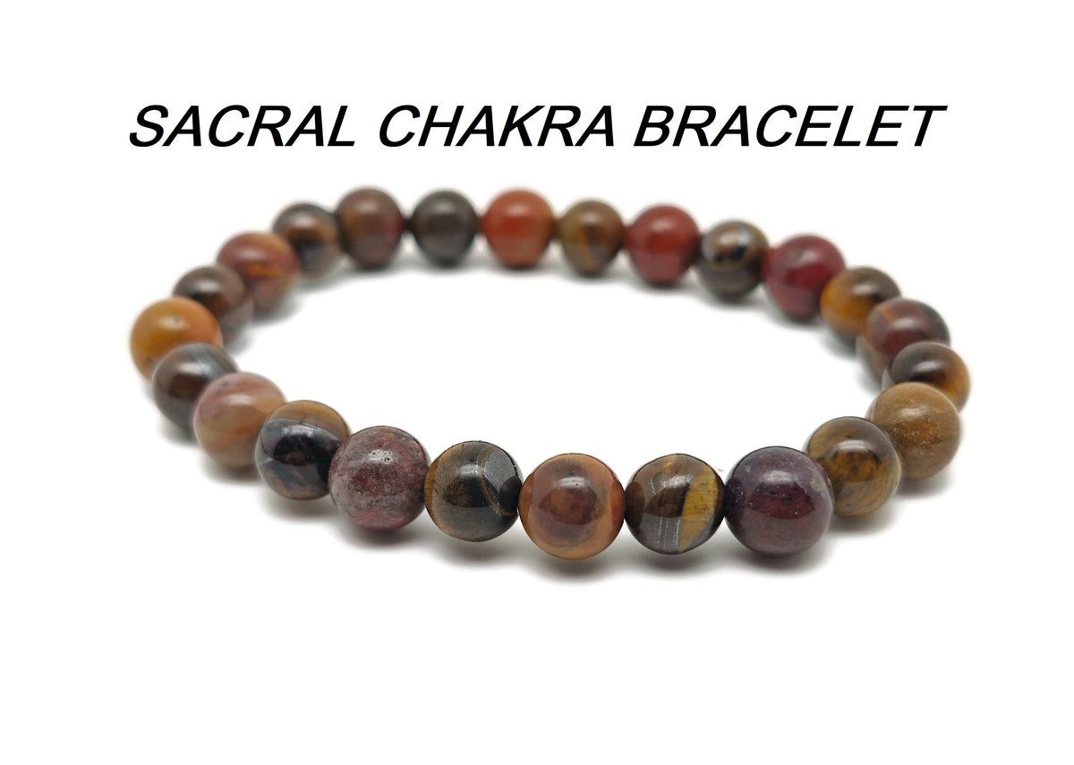 Handmade gemstone intention bracelet with colorful crystals on stretchy cord, suitable for men and women by GemstoneGO.