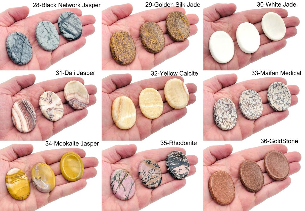 Smooth crystal worry stone from GemstoneGO, 45x35mm, in mixed colors, designed for stress relief and soothing tactile comfort.