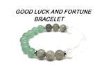 Handmade GemstoneGO intention bracelet with colorful crystal beads, stretchy design for men and women, customizable mood bracelet.