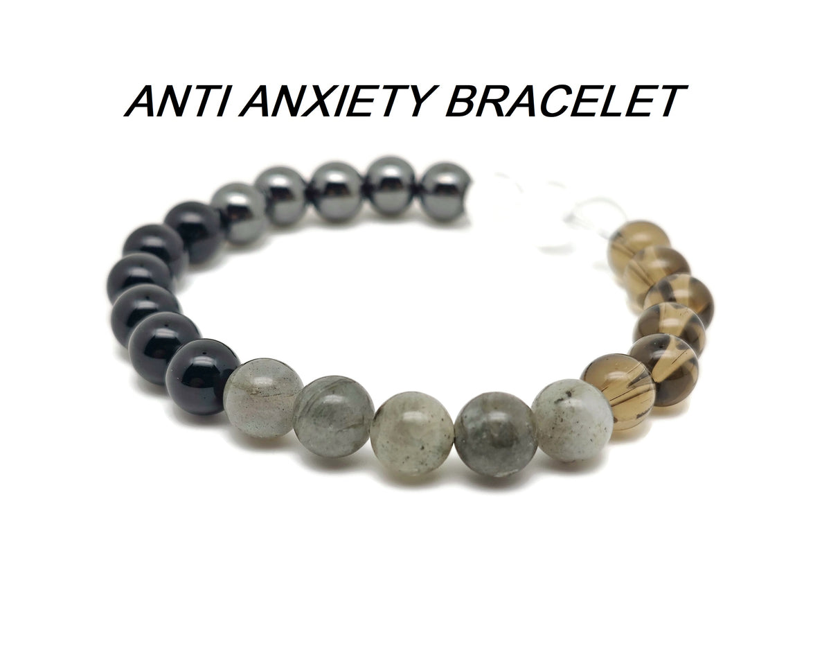 Handmade GemstoneGO intention bracelet with colorful crystals, stretchy design for men and women, featuring mixed gemstone beads.