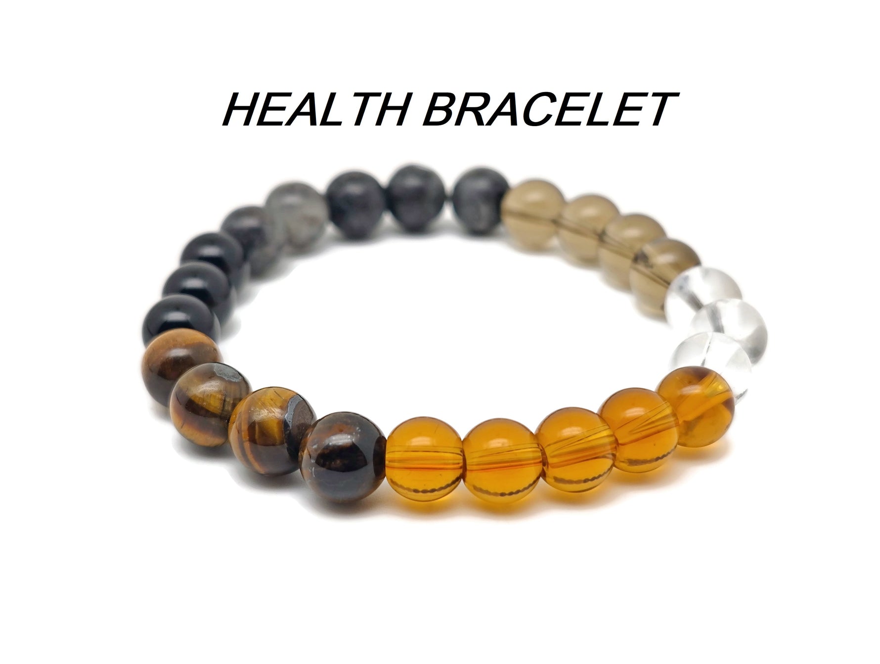 Handmade gemstone intention bracelet with colorful crystals on a stretchy cord, suitable for men and women by GemstoneGO.