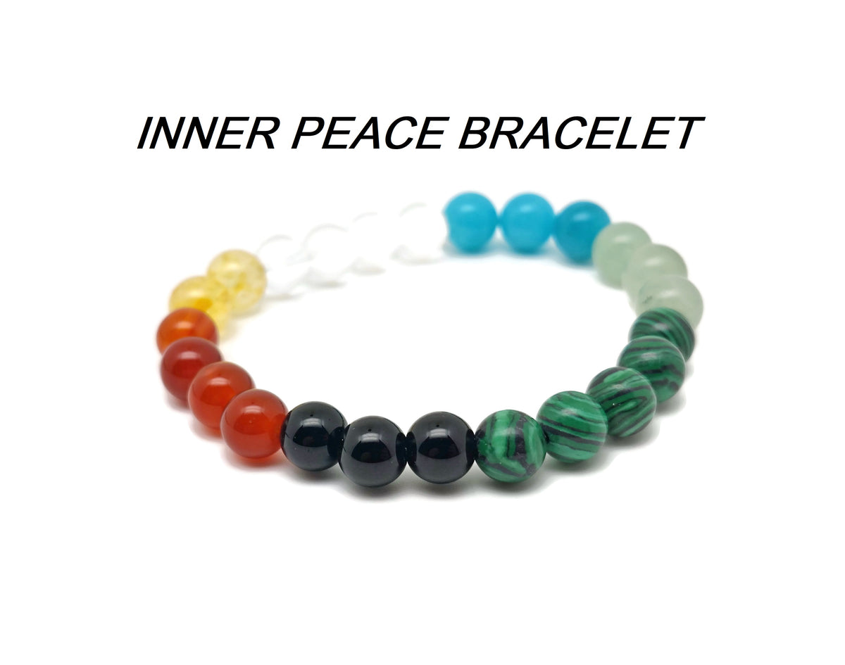 Handmade GemstoneGO intention bracelet with colorful crystals, stretchy design for men and women, suitable for positive energy.