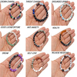 Handmade gemstone intention bracelet with colorful crystals on a stretchy band for men and women, by GemstoneGO.