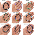 Handmade gemstone intention bracelet with colorful crystals on a stretchy band, suitable for men and women, by GemstoneGO.