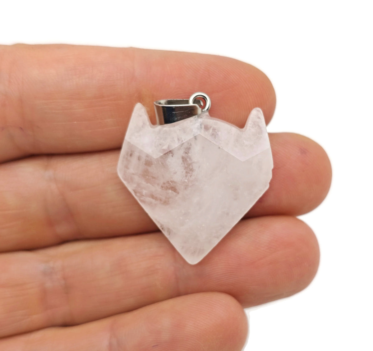 Crystal wolf head gemstone pendant from GemstoneGO featuring a detailed wolf design in sparkling crystal jewelry.