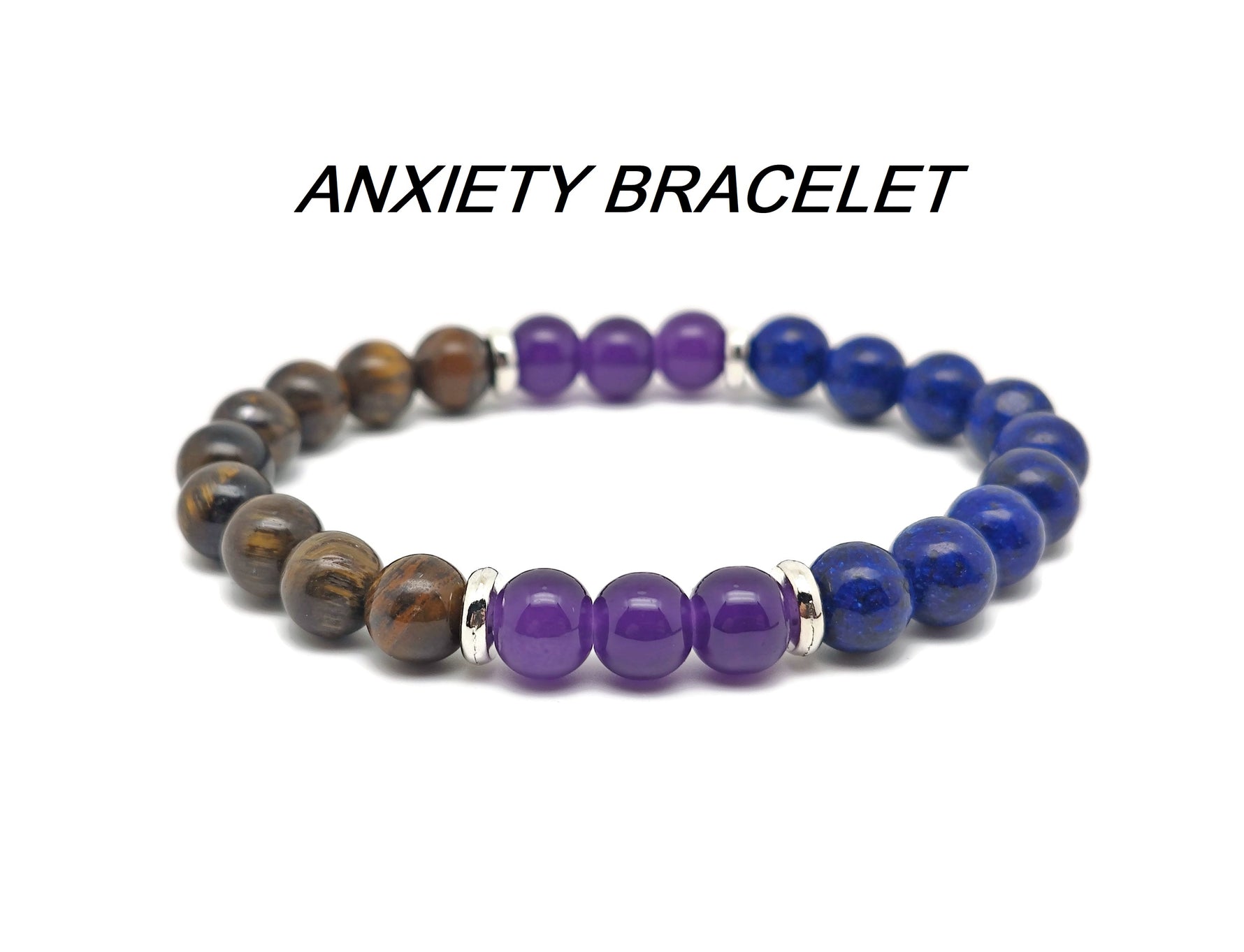 Handmade gemstone intention bracelet with colorful crystals, stretchy design for men and women, by GemstoneGO.