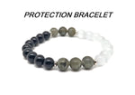 Handmade stretchy intention bracelet with assorted crystals for men and women, featuring natural gemstone beads.