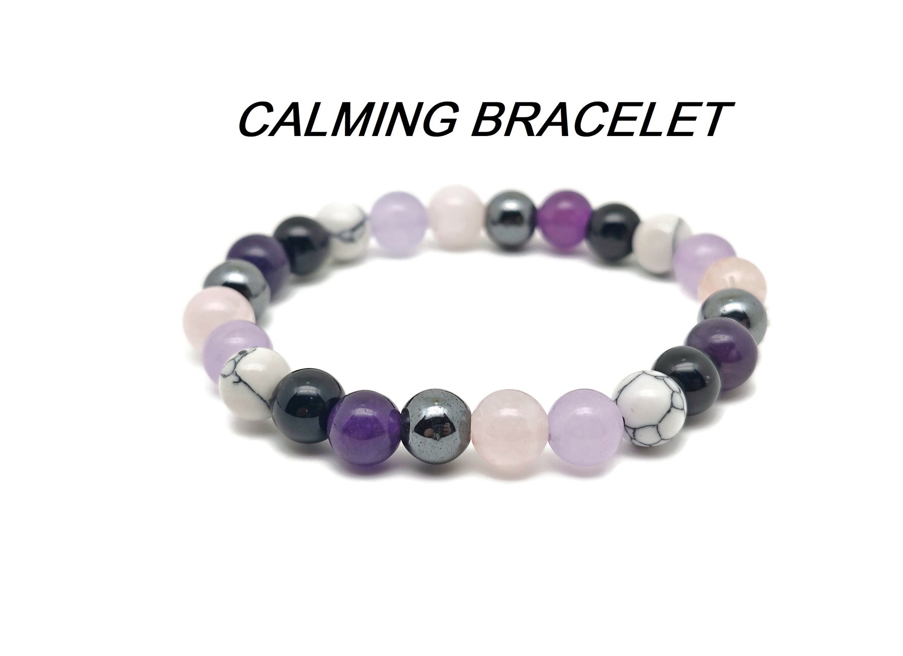 Handmade gemstone intention bracelet with colorful crystals, stretchy fit for men and women by GemstoneGO.