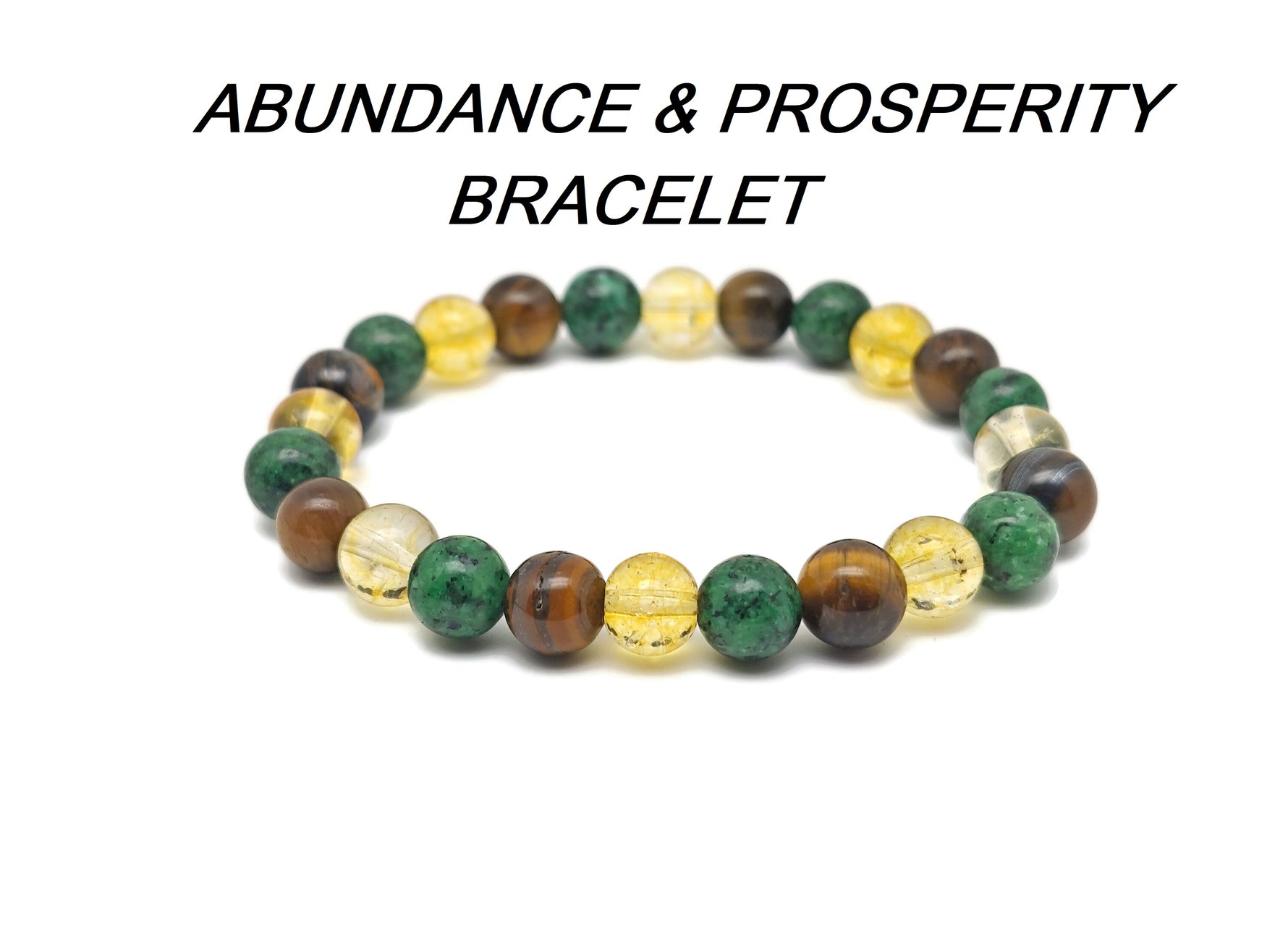 Handmade gemstone intention bracelet with colorful crystals, stretchy design for men and women, by GemstoneGO.
