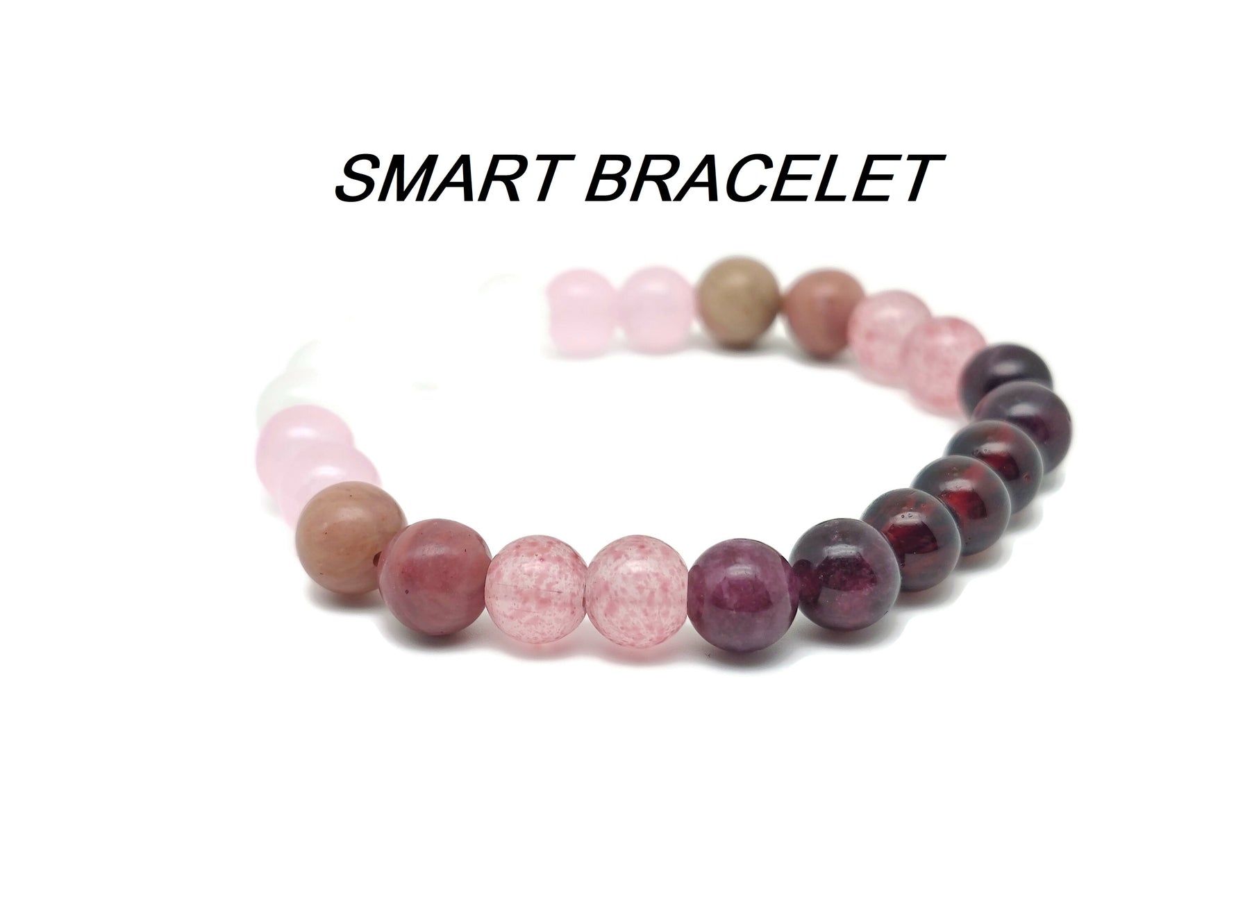 Handmade gemstone intention bracelet with colorful crystals on a stretchy band, suitable for men and women, by GemstoneGO.