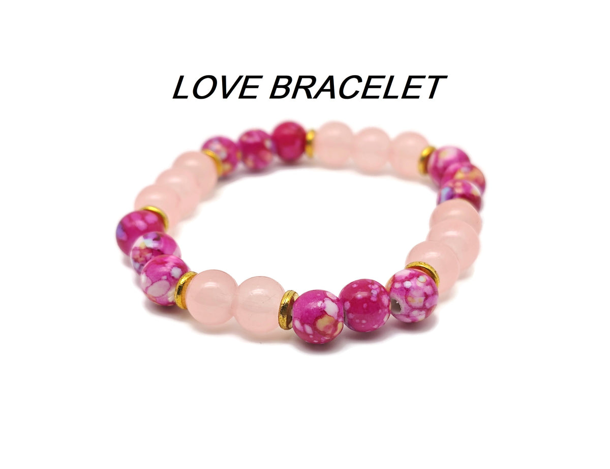 Handmade stretchable intention bracelet with colorful crystals, suitable for men and women, by GemstoneGO.