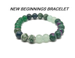 Handmade gemstone intention bracelet with colorful crystals on a stretchy band, suitable for men and women by GemstoneGO.