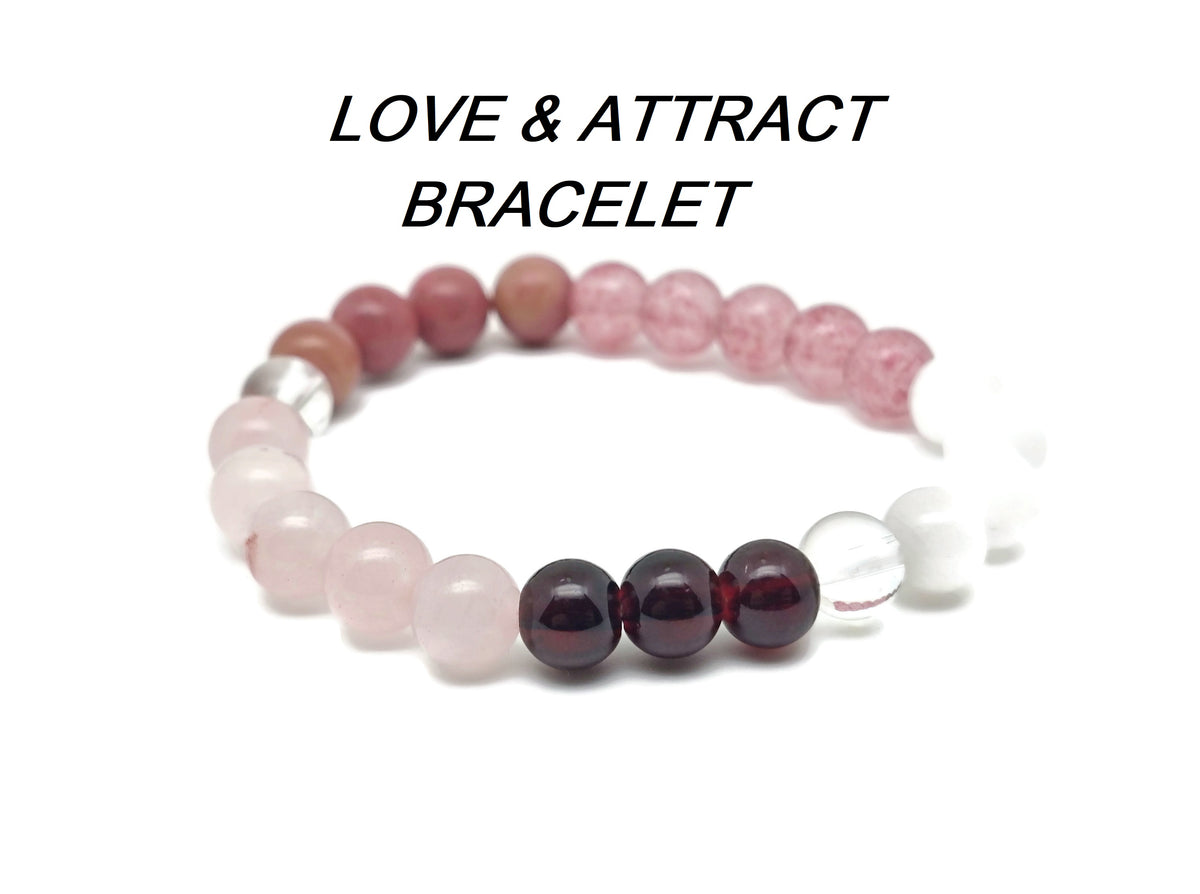 Handmade gemstone intention bracelet with colorful crystals on a stretchy band, designed for men and women by GemstoneGO.