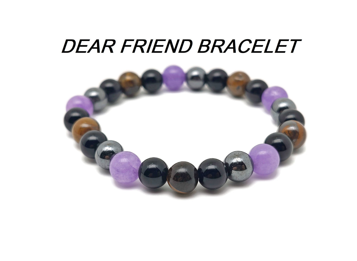 Handmade intention bracelet with colorful crystals from GemstoneGO, stretchy and suitable for men and women.