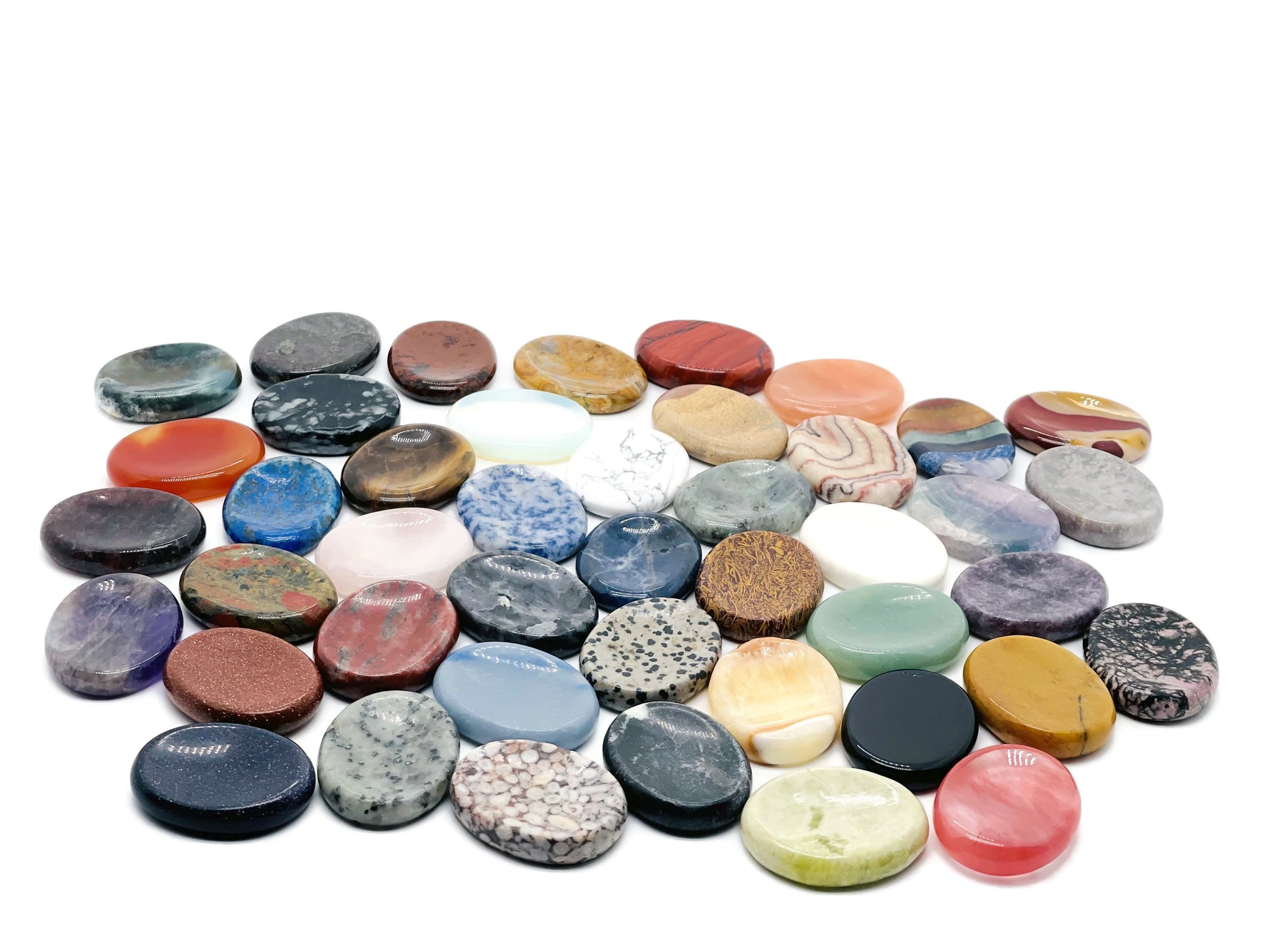 Crystal worry stone by GemstoneGO, soothing stress relief crystal in a 45x35mm mix of polished stones, natural and calming.