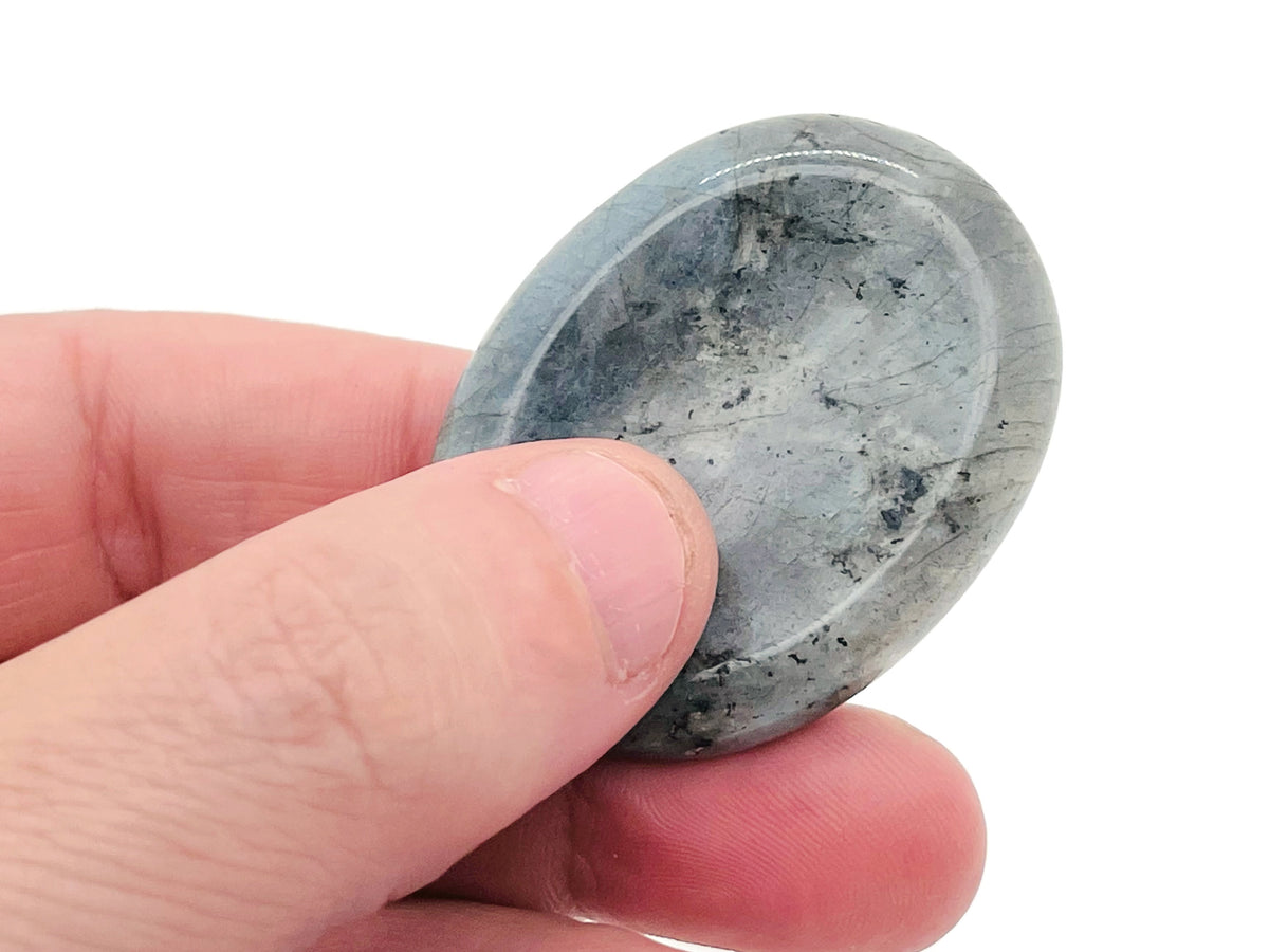 Crystal worry stone from GemstoneGO, 45x35mm soothing stress relief crystal with smooth, polished surface in mixed colors.