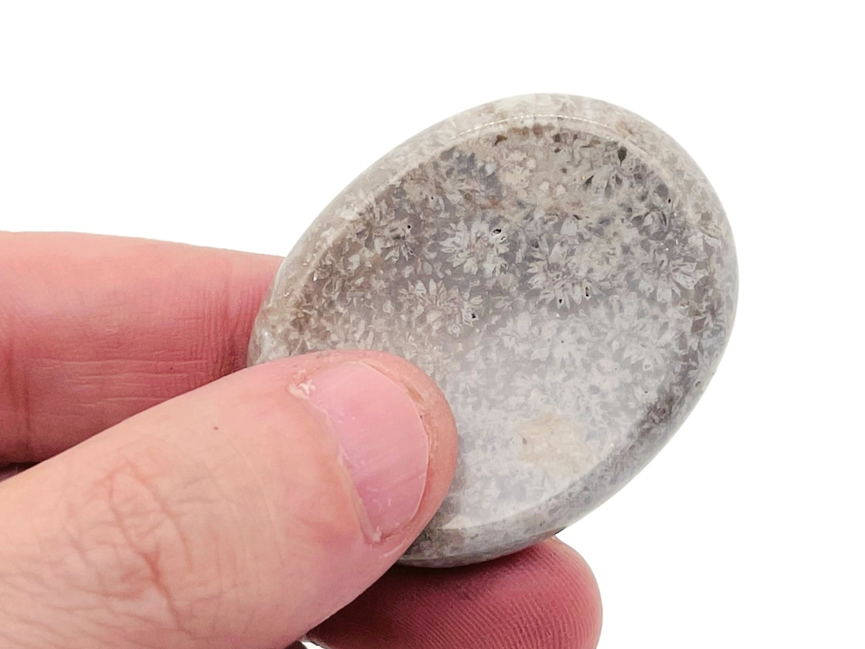 Smooth crystal worry stone from GemstoneGO, 45x35mm, featuring soothing, colorful gemstone mix for stress relief and relaxation.