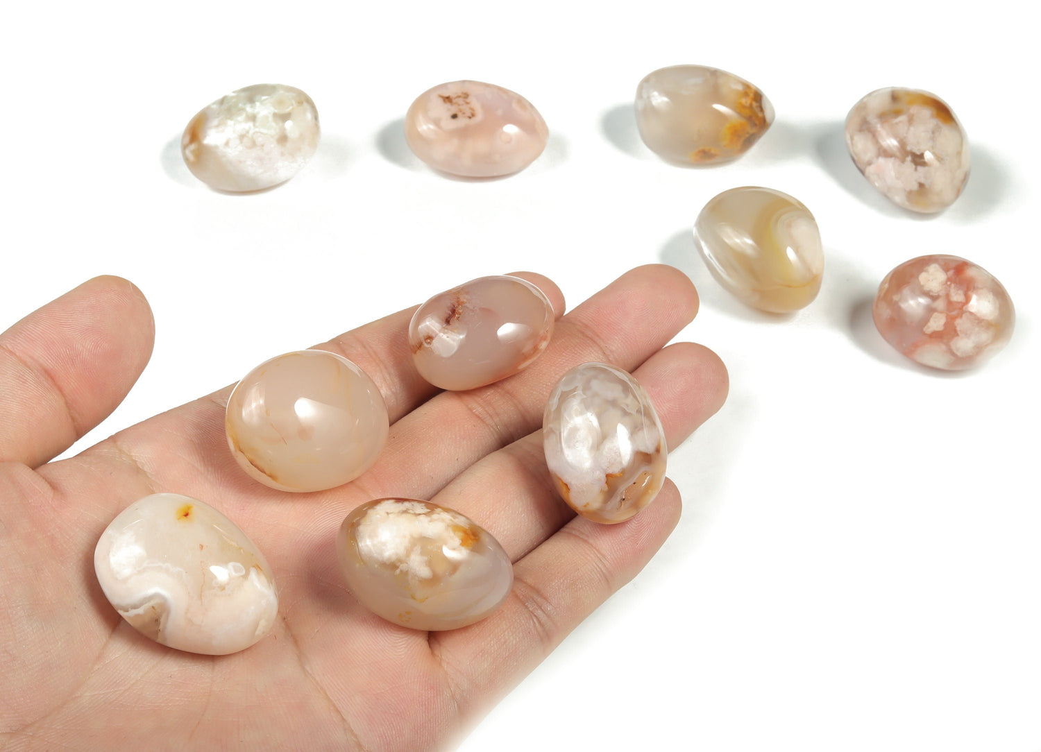 Flower Agate Tumbled Stone - Cherry Blossom - TU1045