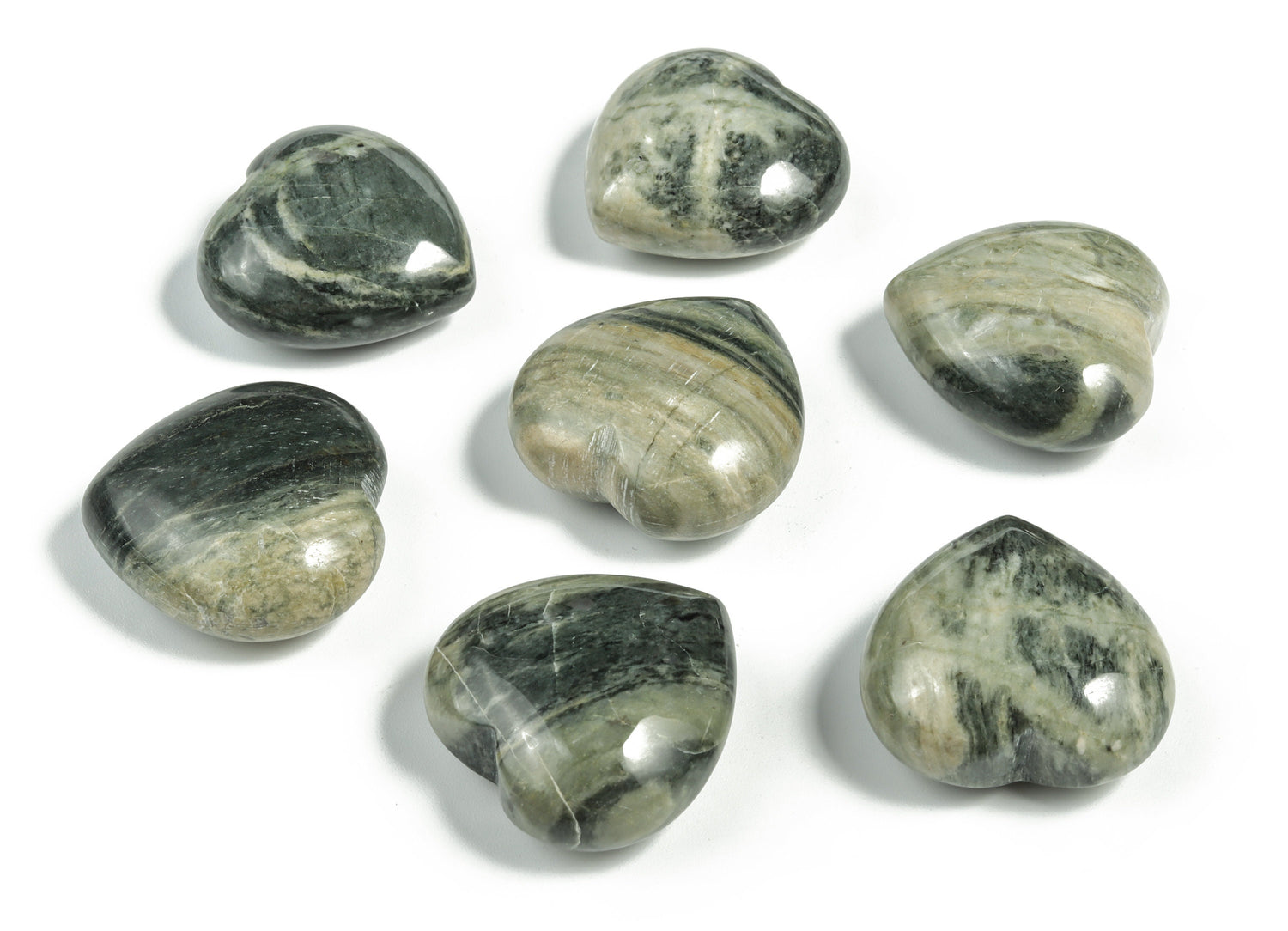 Silver Leaf Jasper Heart Gemstone - 30mm - HE1164
