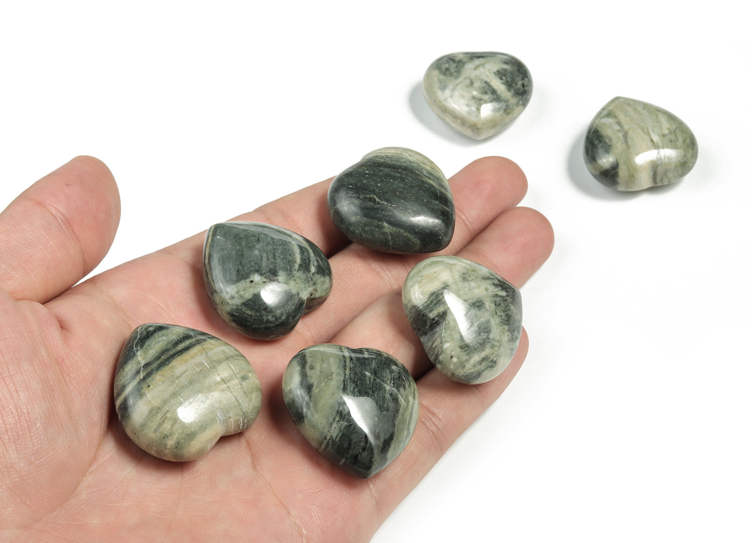 Silver Leaf Jasper Heart Gemstone - 30mm - HE1164