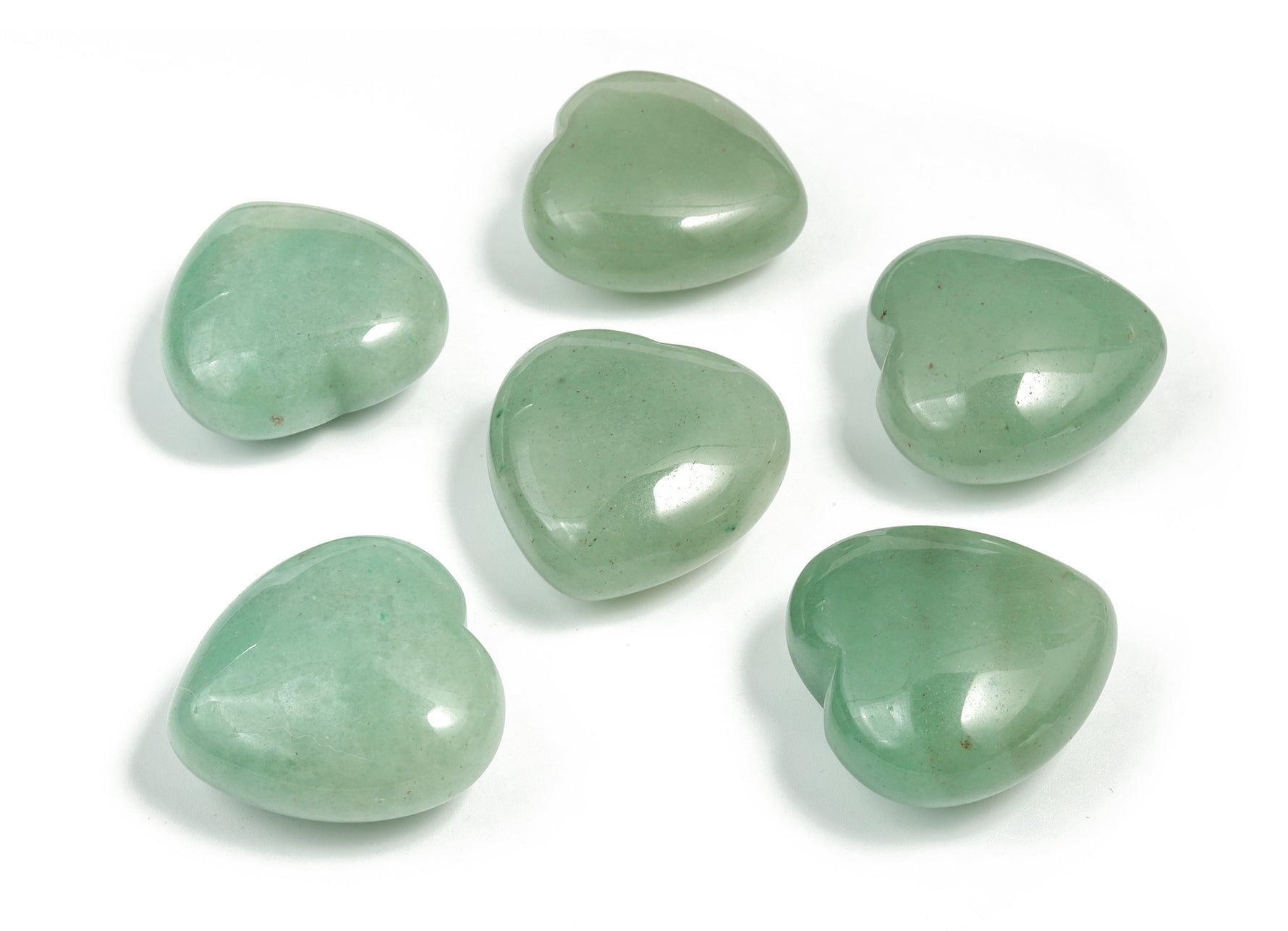 Aventurine heart-shaped gemstone pendant, 40mm, from GemstoneGO, featuring green, shimmering mineral with smooth polished surface.