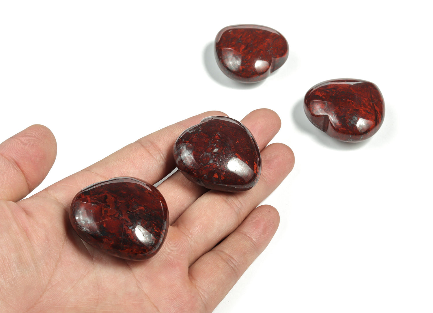 Jaspe de piedra de sangre de pollo en forma de corazón - 4cm - HE1230
