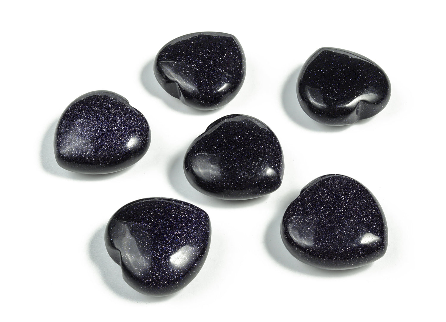 Corazón de gema Goldstone azul - 40mm - HE1234