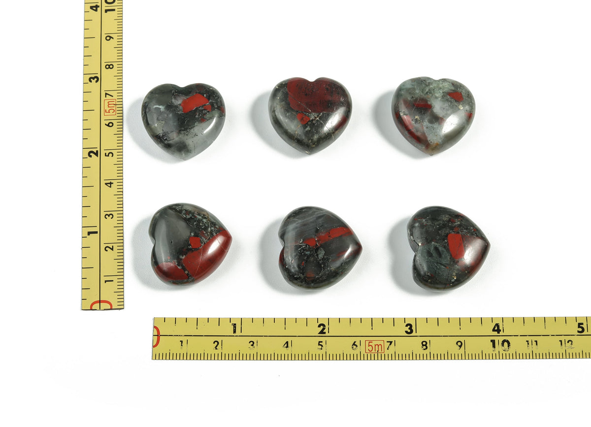 African Bloodstone heart-shaped gemstone pendant, 25mm, showcasing deep green and red mineral patterns, by GemstoneGO.