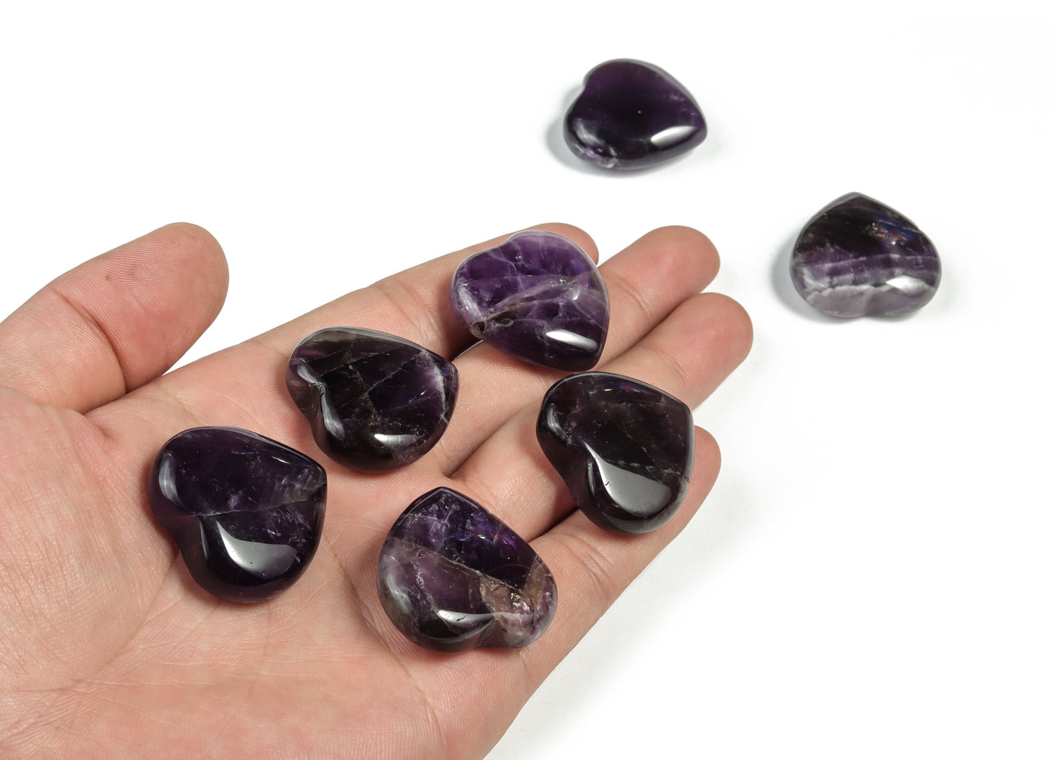Amethyst Heart Gemstone  - 30mm - HE1175