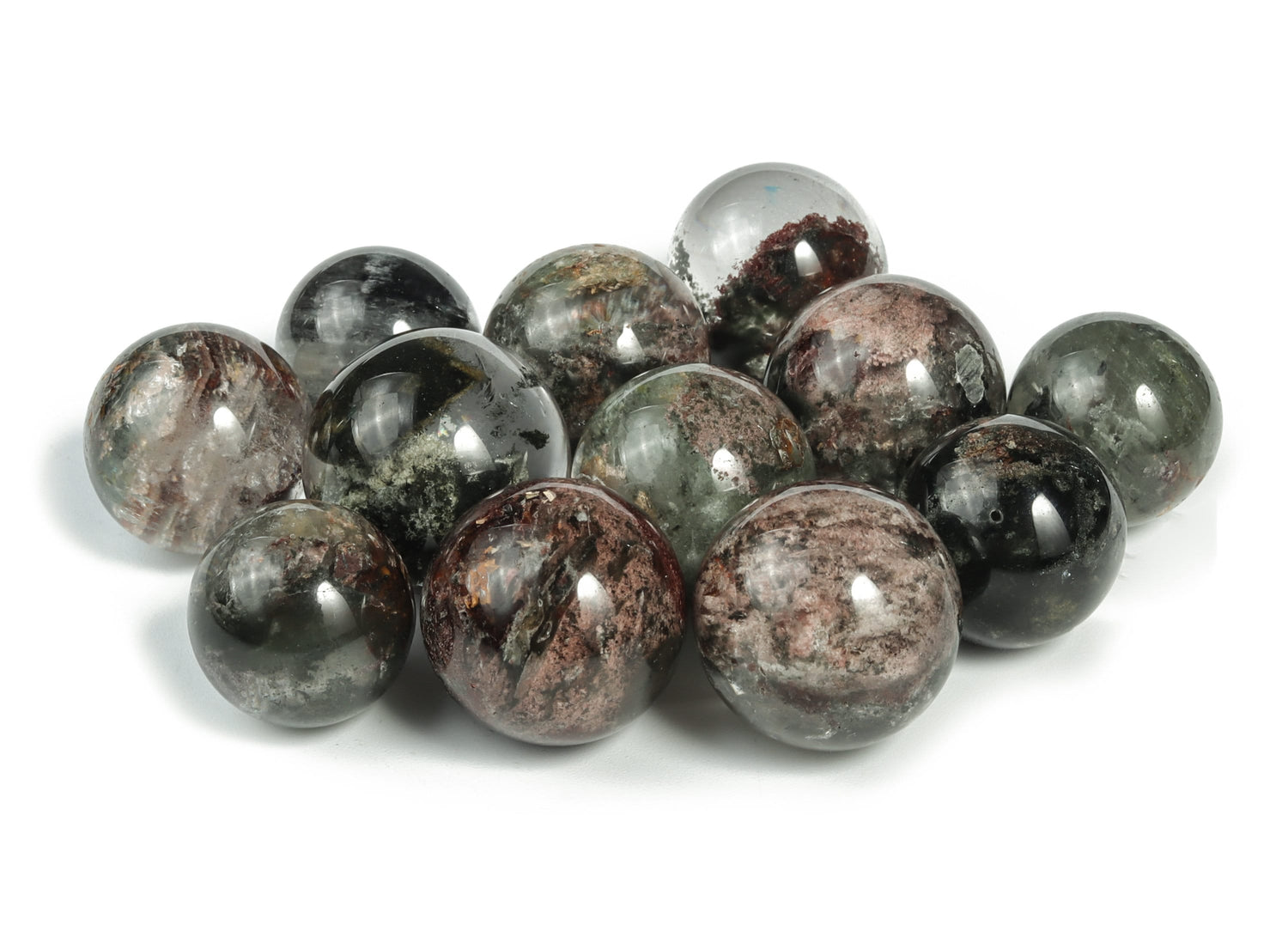 Sphère de quartz lodolite pour jardin - Pierre de guérison - Sphère de quartz éclairée pour jardin - 20 à 24 mm - SP1119