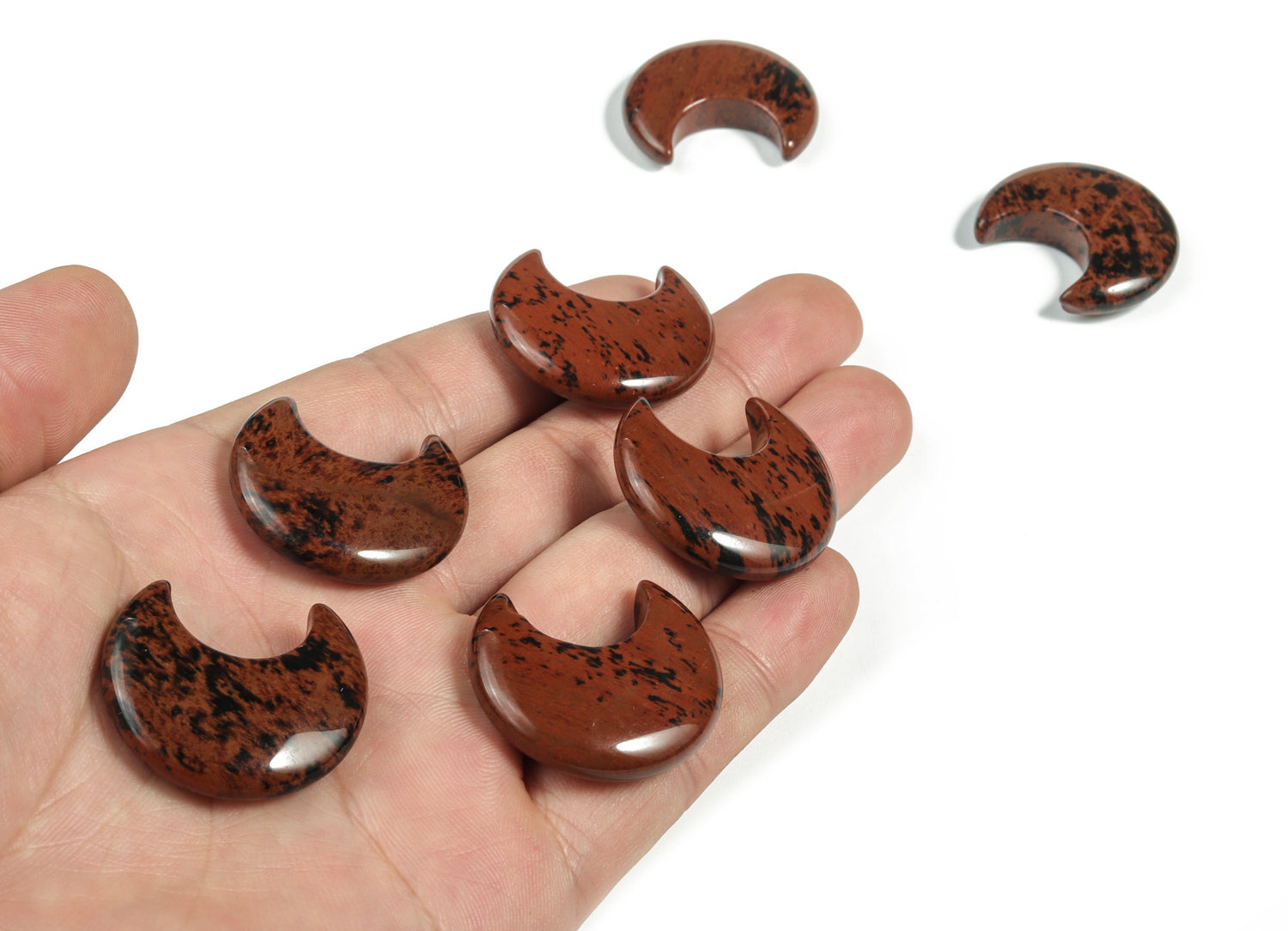 Mahogany Obsidian Gemstone Moon - 30mm - MO1028