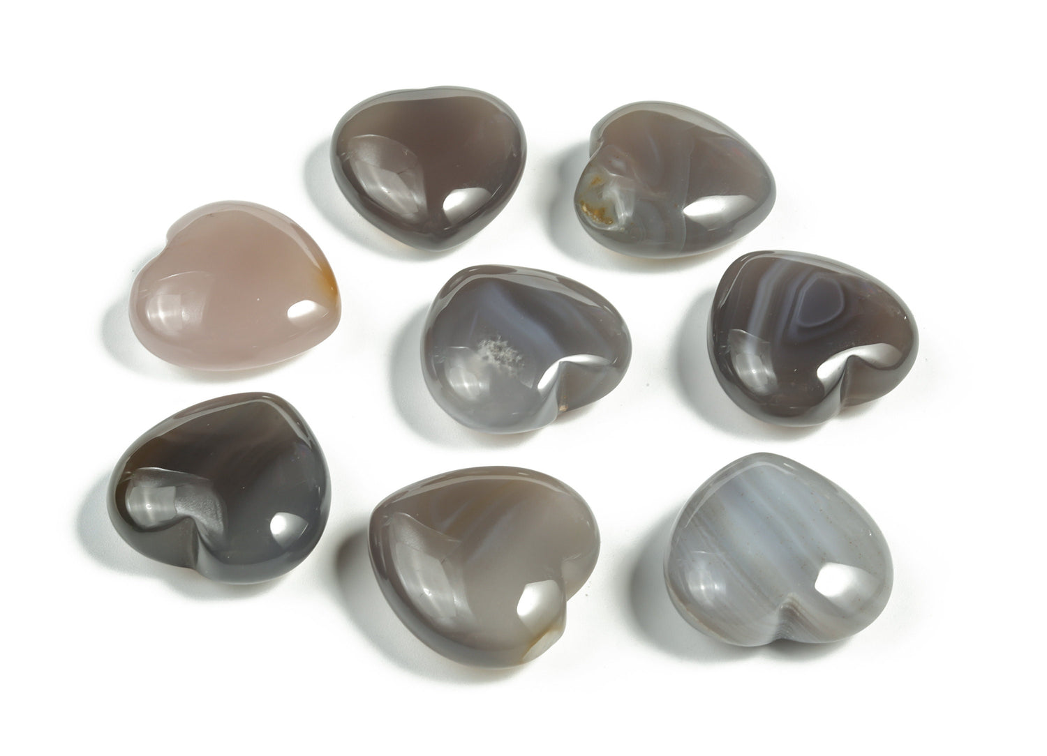 Ágata Gris Corazón Piedra Preciosa - 30mm - HE1159