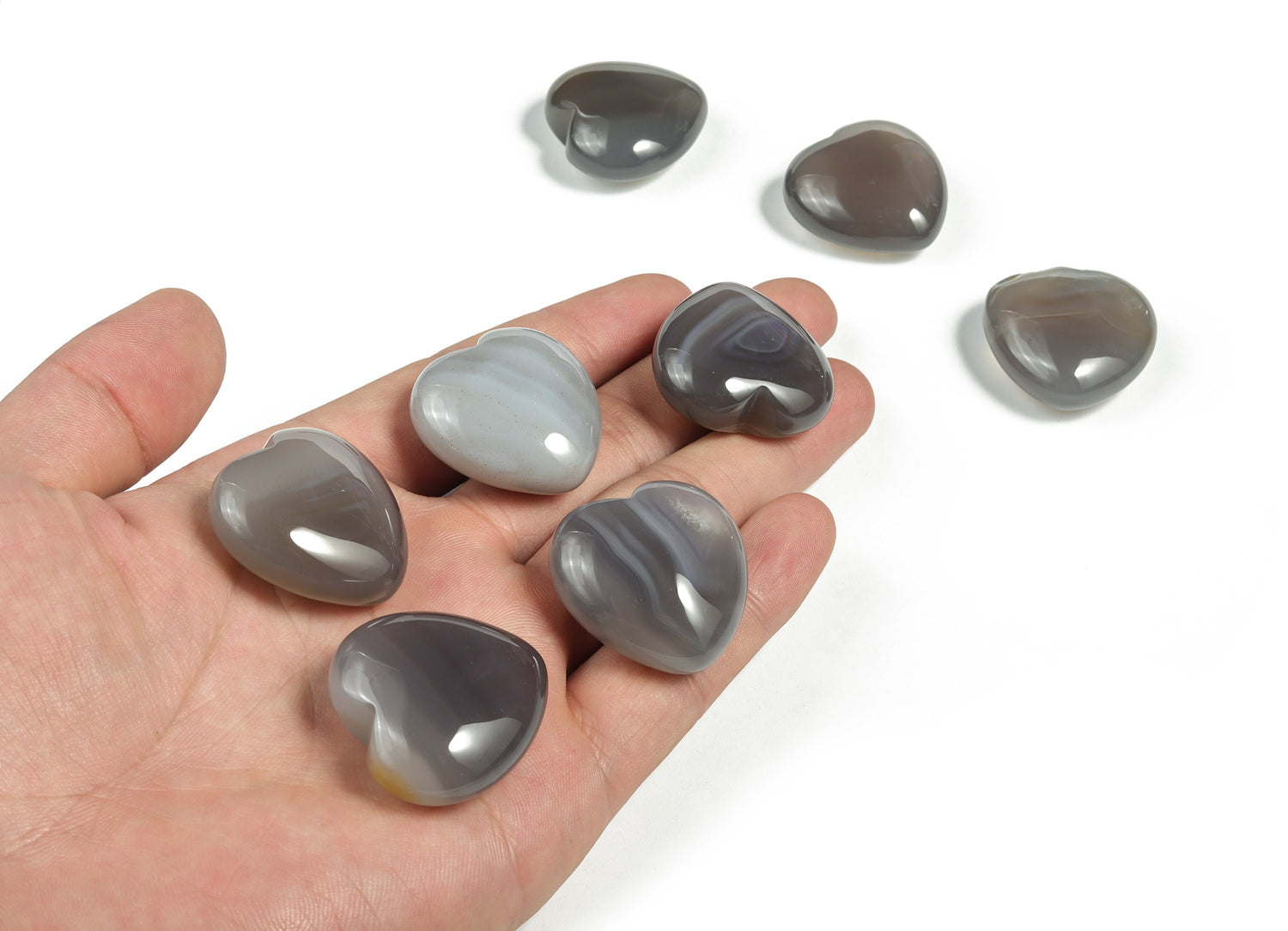 Ágata Gris Corazón Piedra Preciosa - 30mm - HE1159