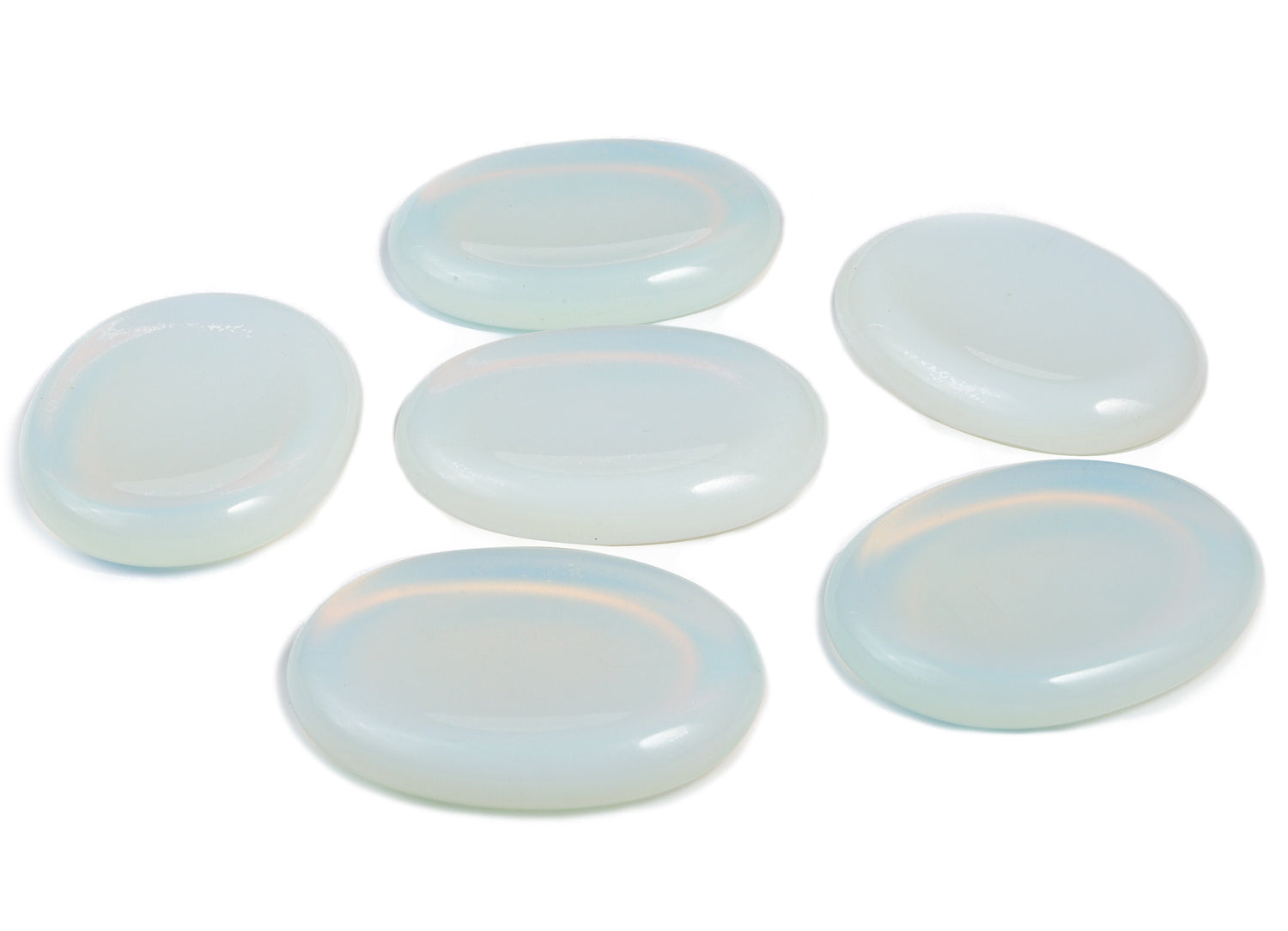 Opalite worry stone from GemstoneGO, 4.5x3.5cm thumb-sized crystal gemstone for stress relief and calming.