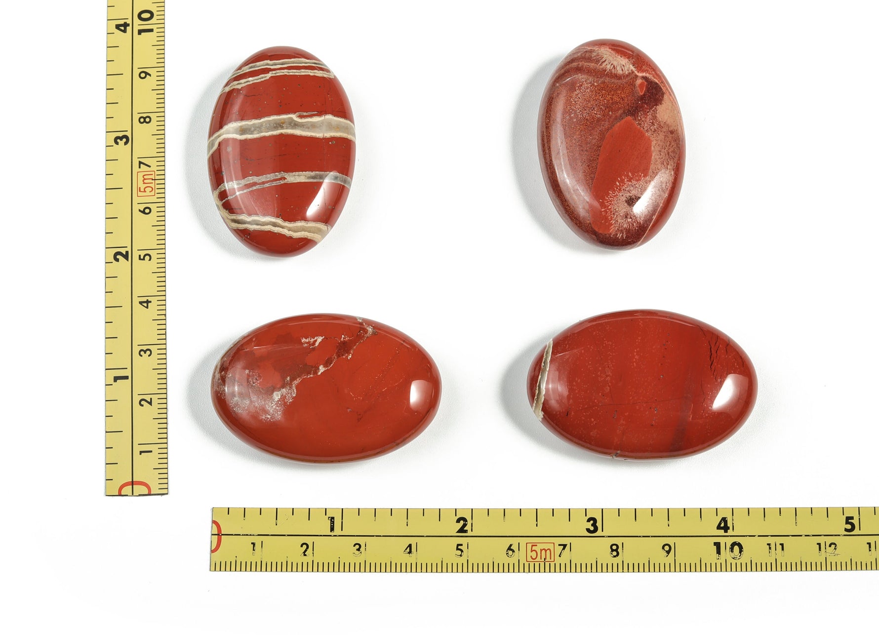 Red Jasper palm gemstone spa stone, 45x35mm, smooth polished red jasper for relaxation and healing, from GemstoneGO.
