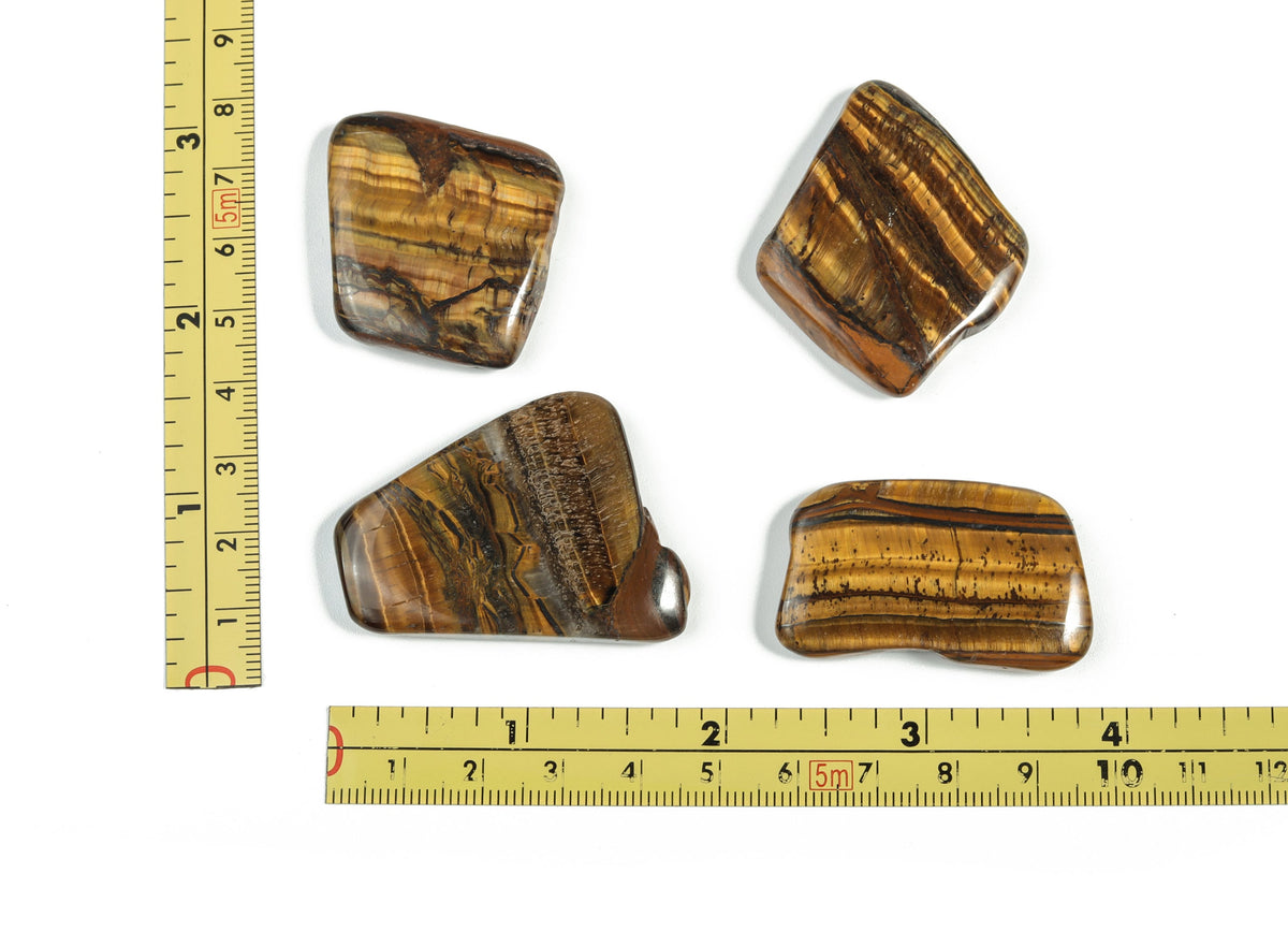 Tiger Eye flat gemstone slab from GemstoneGO, featuring polished, natural crystal with rich golden-brown banding and smooth surface.