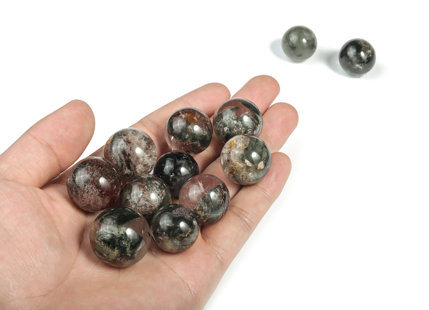 Sphère de quartz lodolite pour jardin - Pierre de guérison - Sphère de quartz éclairée pour jardin - 20 à 24 mm - SP1119