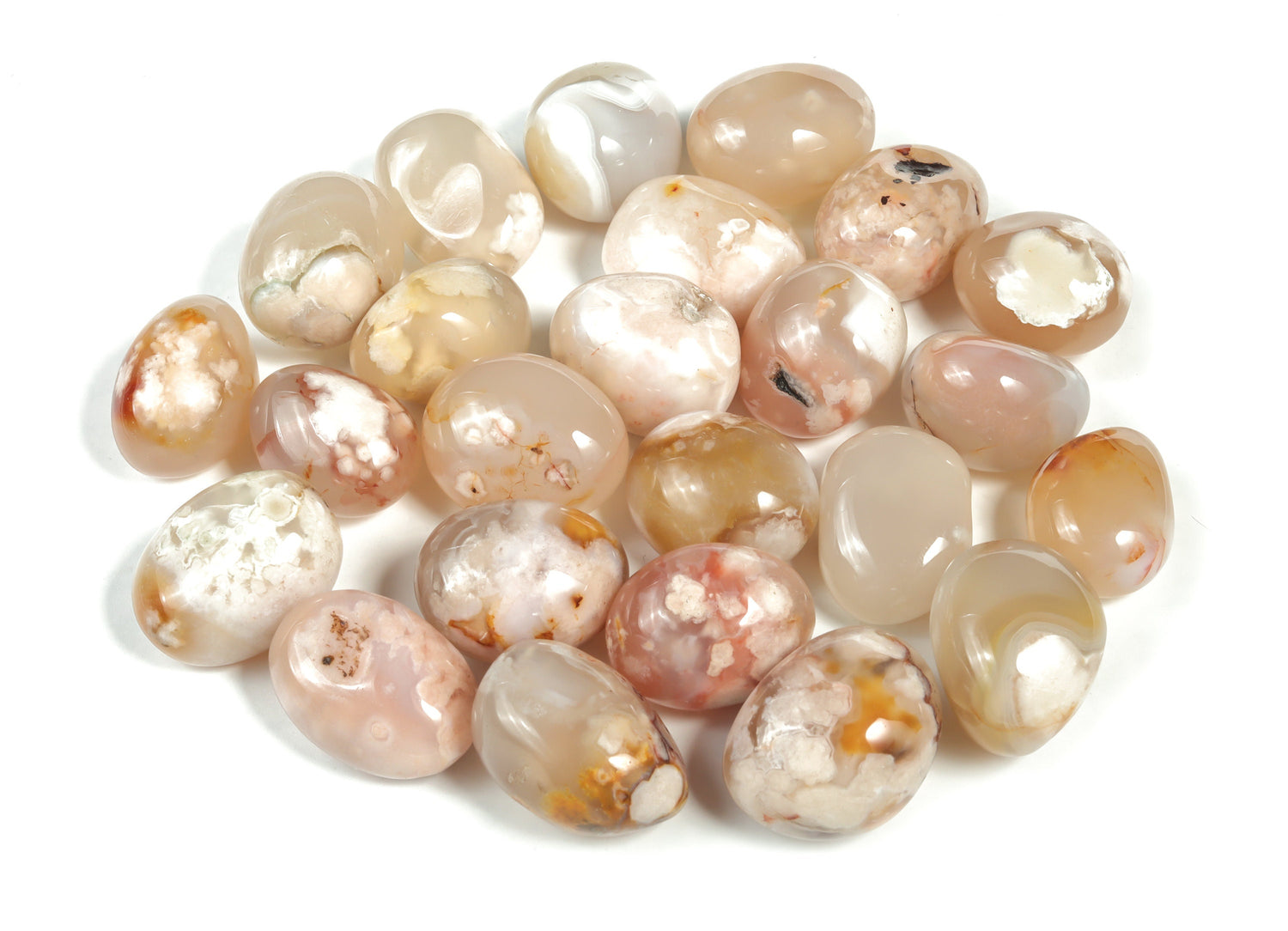 Flower Agate Tumbled Stone - Cherry Blossom - TU1045