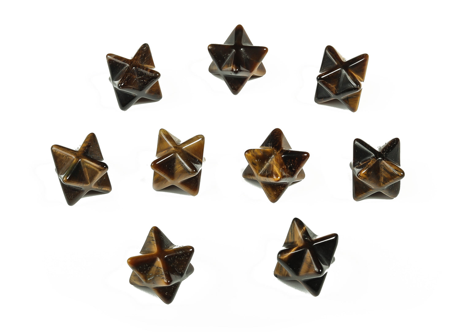 Merkaba Œil de Tigre - Pierre précieuse Œil de Tigre - Étoile Merkaba en cristal - Guérison énergétique - Pendentif Chakra - Pierre d'ancrage - 1,3 cm - ME1006