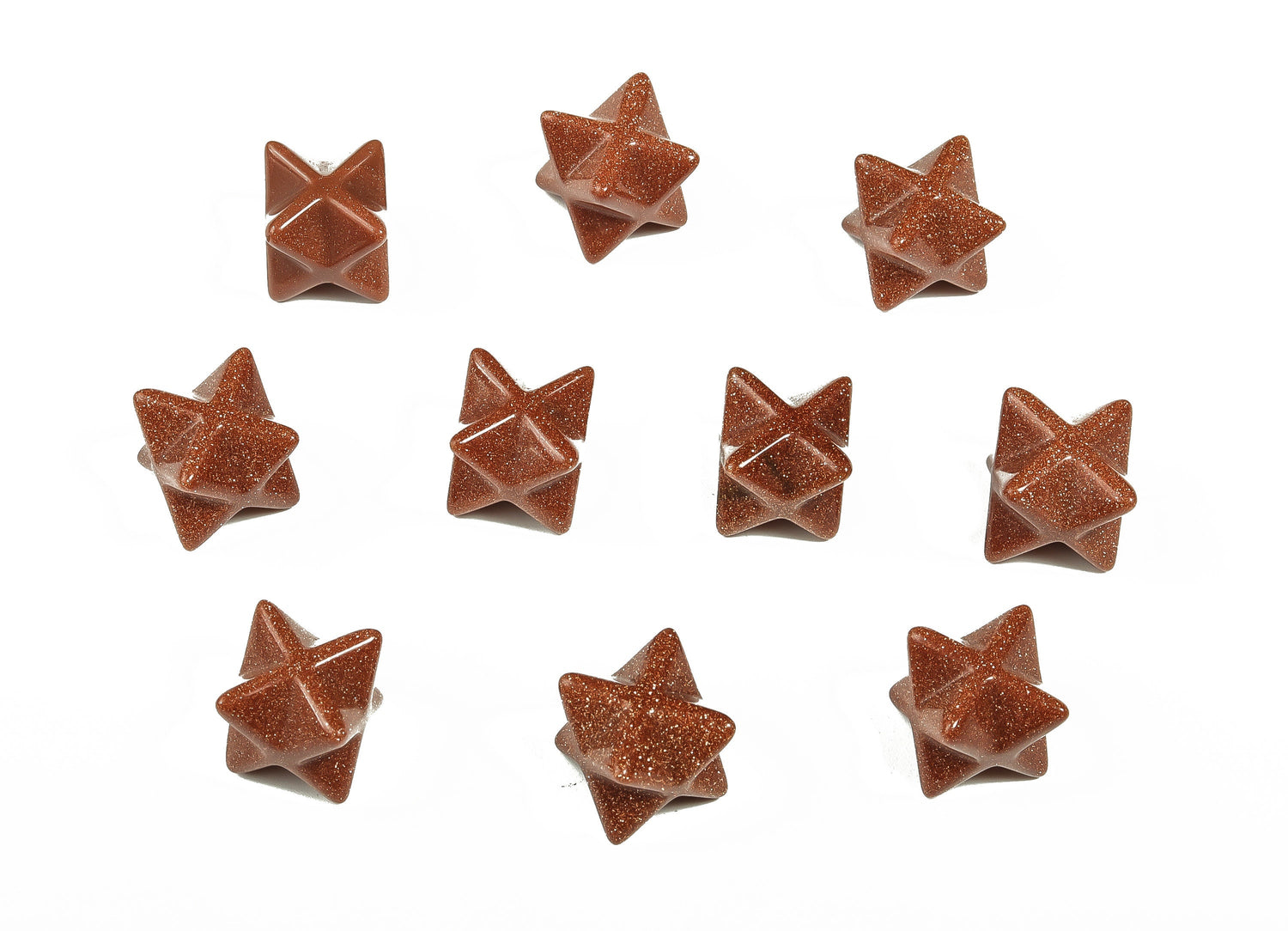 Goldstone Merkaba Star Crystal - Reiki Healing - 13mm - ME1007