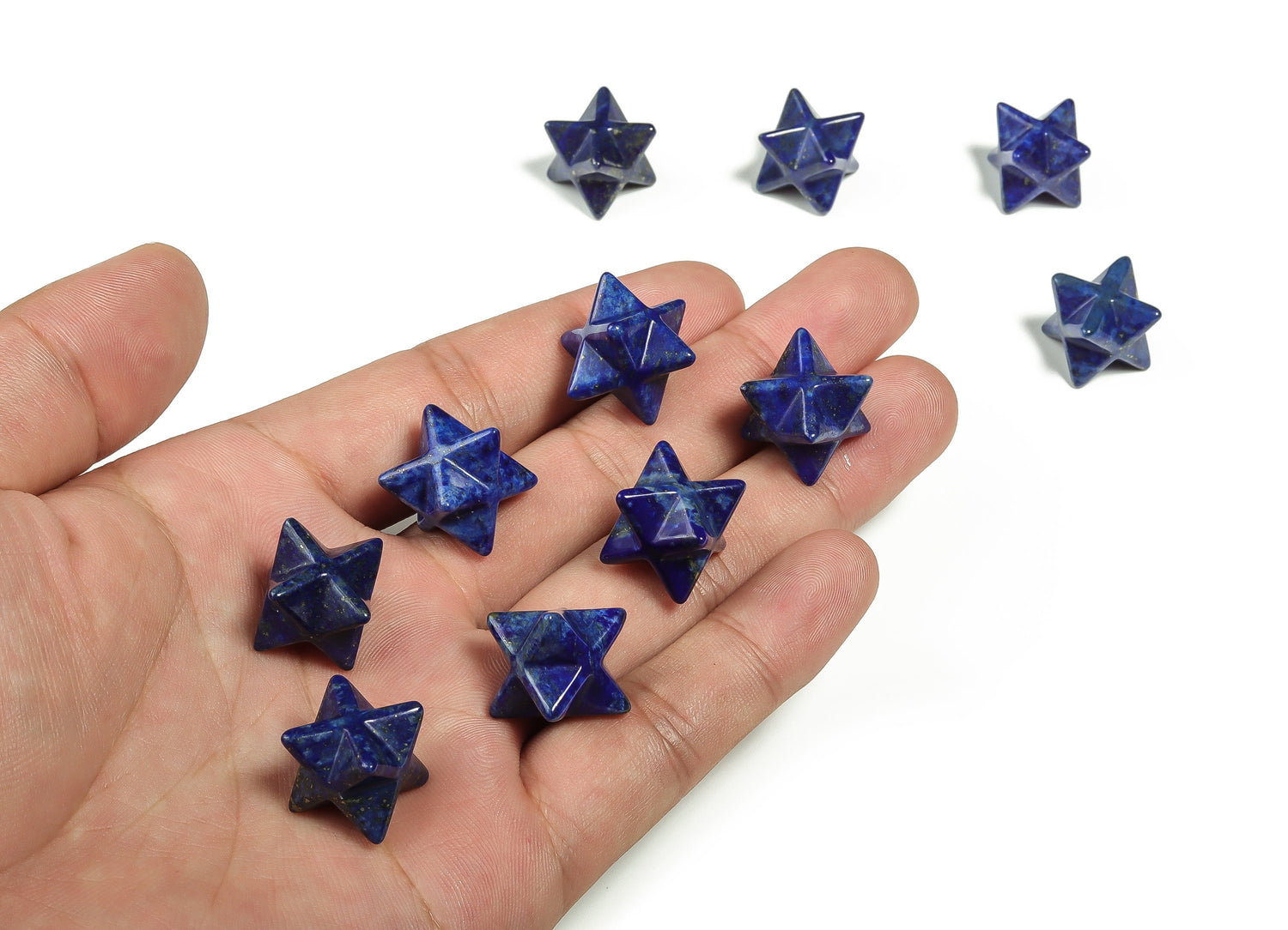 Merkaba en lapis-lazuli ?€? Étoile Merkaba sculptée en cristal bleu - Spécimen minéral - Cadeau de lithothérapie ?€? 1,3 cm ?€? ME1012