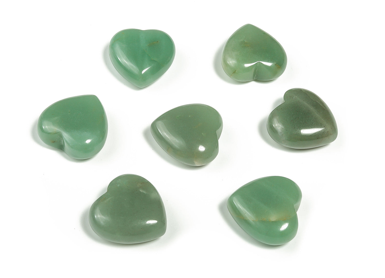 A 25mm aventurine heart-shaped gemstone from GemstoneGO, showcasing its smooth green surface and polished finish.