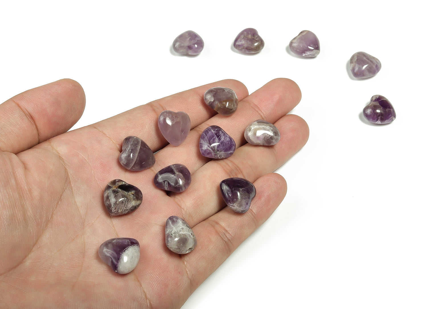 Amethyst Heart Gemstone - Puffy Heart Shaped - 15x15x9mm - HE1003