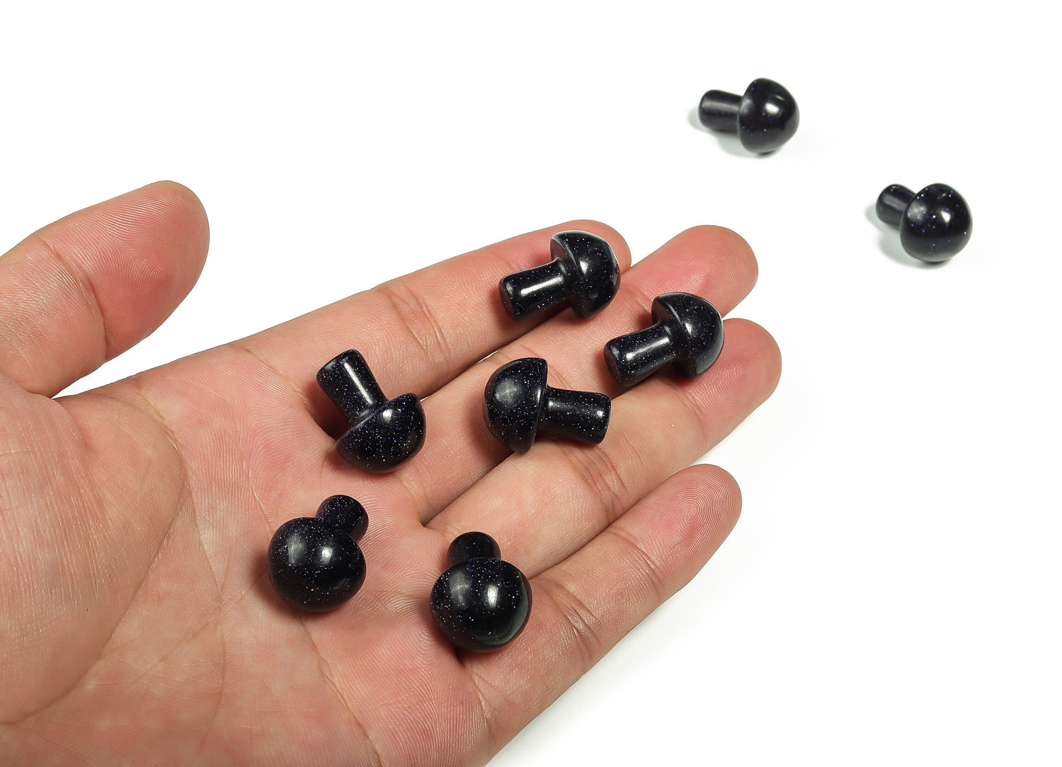 Gema tallada en forma de hongo de goldstone azul - 20 mm - MU1009