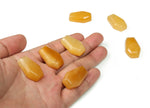 Yellow jade coffin crystal carving, 30mm gemstone sculpture from GemstoneGO, detailed coffin shape with polished finish