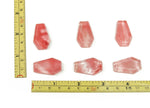 Cherry Quartz coffin-shaped cabochon from GemstoneGO, 30mm crystal carving with rich red color and smooth polished surface.